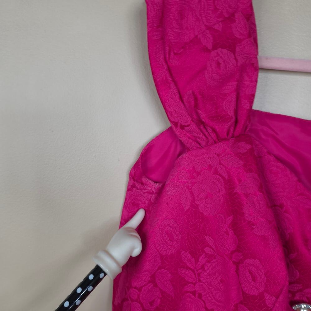 Vintage Sleeveless Button Front Blouse with Midi Pencil Skirt Pink Jacquard 38 - Picture 4 of 12